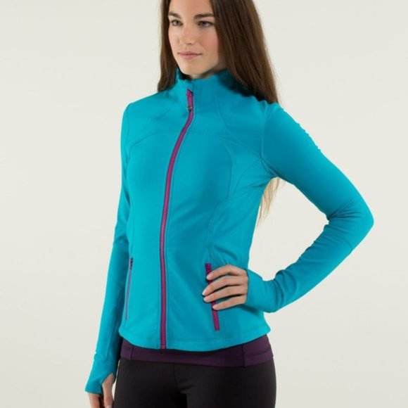 Lululemon Full Zip Forme Jacket Teal Pink Size 8 - Picture 9 of 10